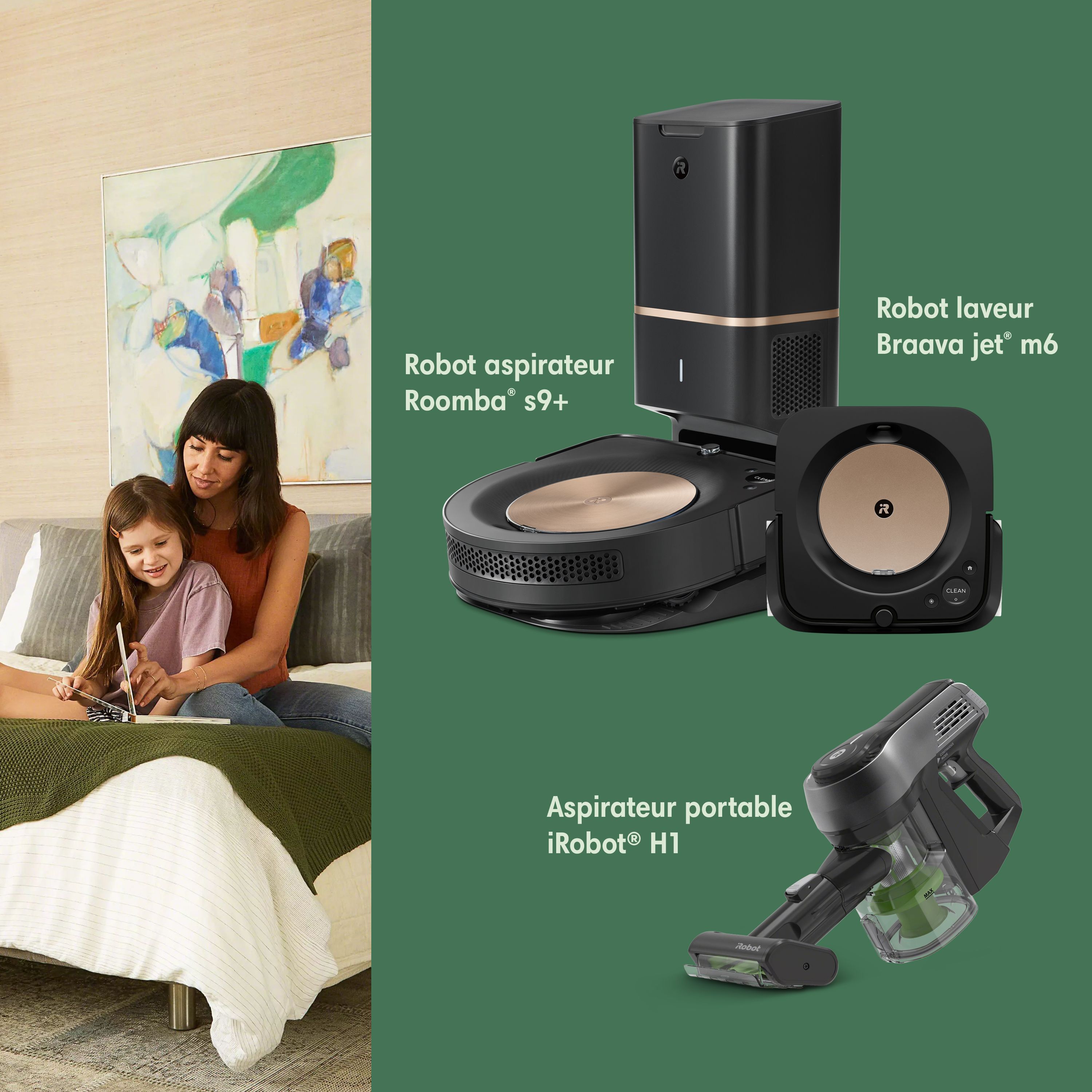 Robot aspirateur Roomba® s9+, robot laveur Braava jet™ m6 et